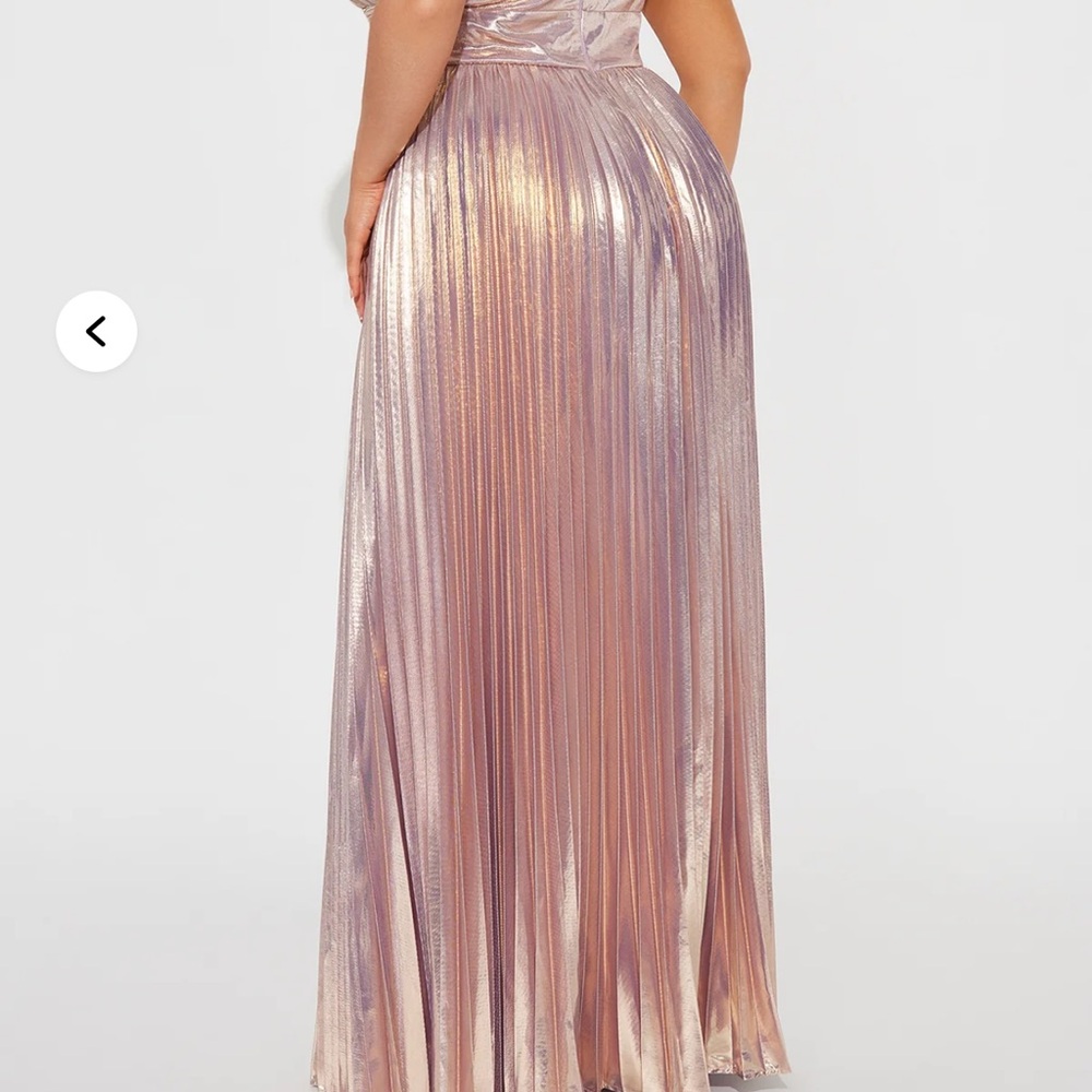 Fashion Nova Shimmering Rose Gold Maxi Dress - Picture 3 of 8
